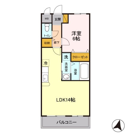 ウィステリア 206号室 間取り