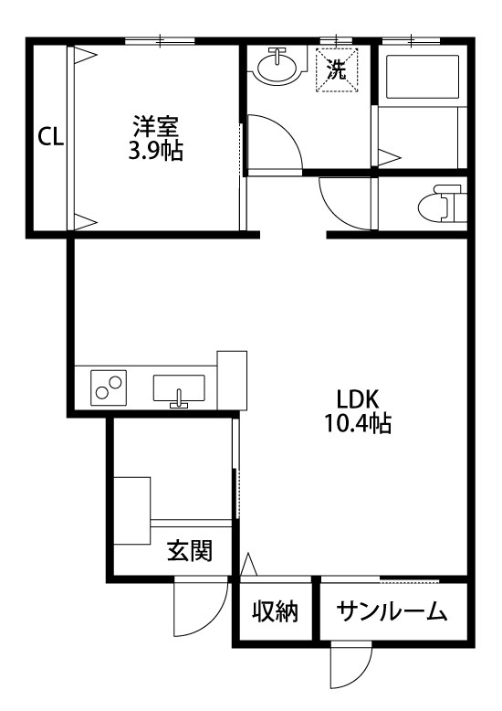 Ｂｏｎｈｅｕｒ 105号室 間取り