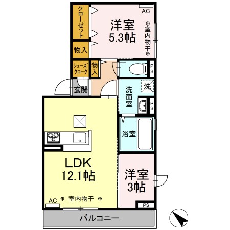 シエスタ・ロッサ 101号室 間取り