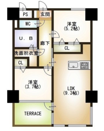 フェリシア東万代 307号室 間取り