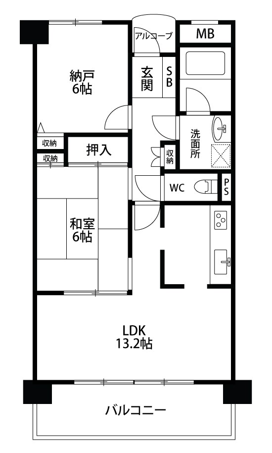ボナール月見 104号室 間取り