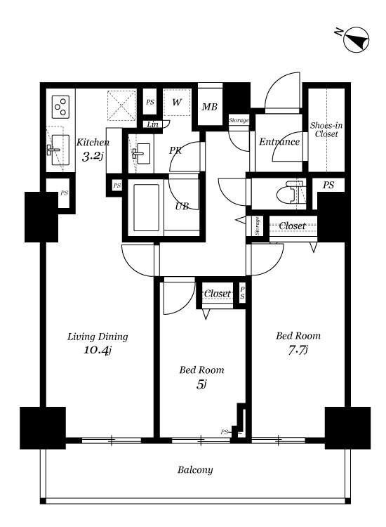 ロイヤルパークスER万代 1303号室 間取り