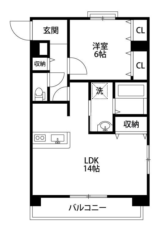 グランディール駅南 703号室 間取り
