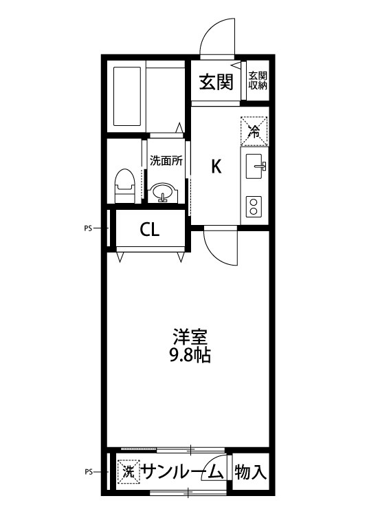 アウル海老ケ瀬 104号室 間取り