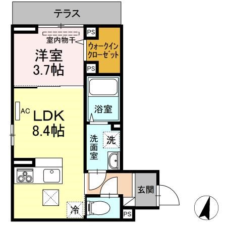 Calma天神 105号室 間取り