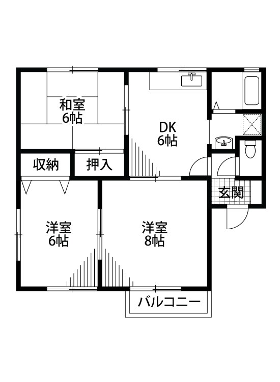 セジュール飛鳥Ⅱ 201号室 間取り