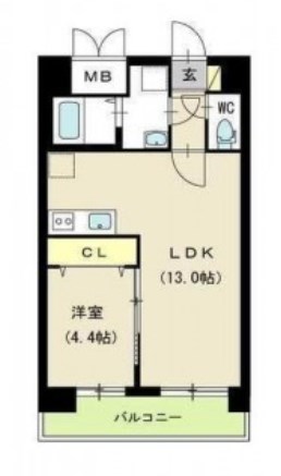 スカイオン本町 502号室 間取り