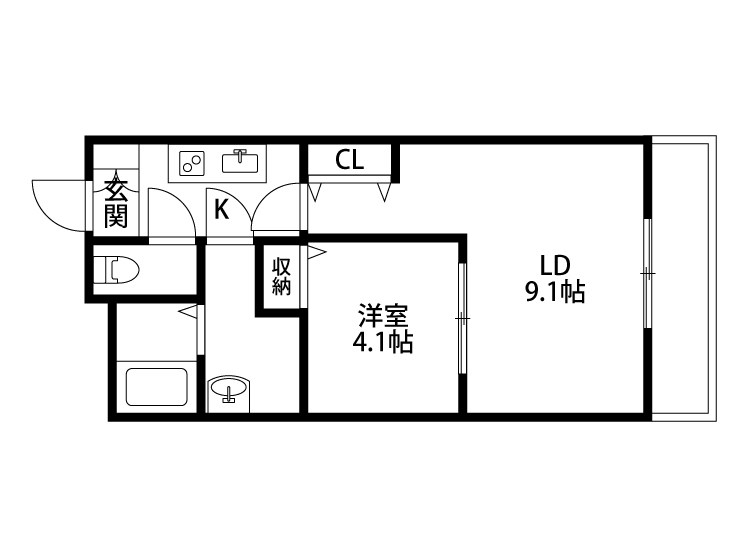 パークハイツ女池南 303号室 間取り