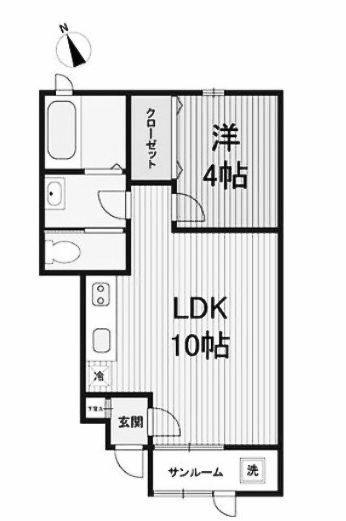 フィーデル上大川前 102号室 間取り