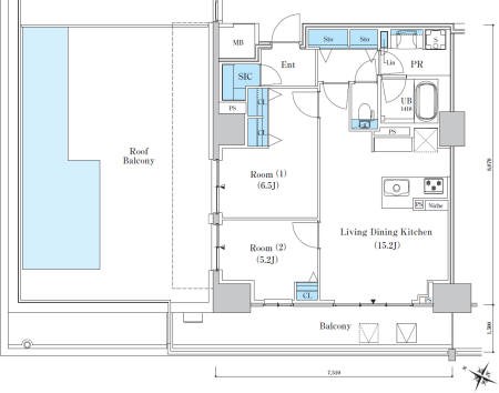 ロイヤルパークスER万代 間取り図
