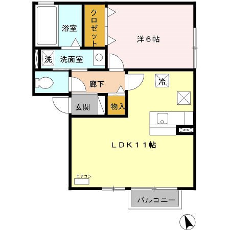スプリングベルテ A102号室 間取り