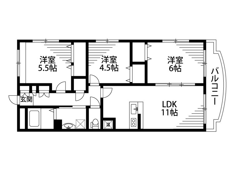 グラスコート 401号室 間取り