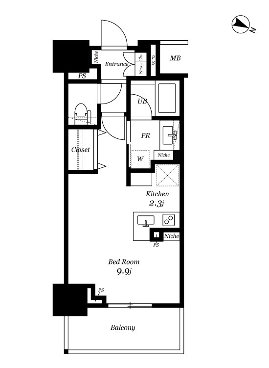 ロイヤルパークスER万代 626号室 間取り