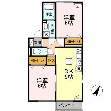 メゾンドスワン 101号室 間取り