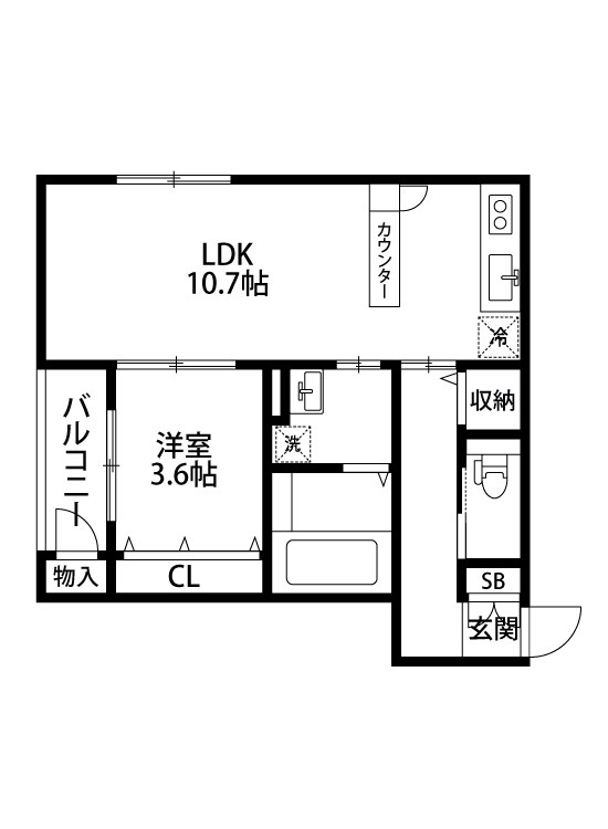 Ｃｏｍｍｏｎ早苗Ａ棟 102号室 間取り