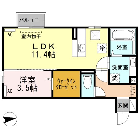セジュールＨａＫｕＡ　Ｓ 102号室 間取り