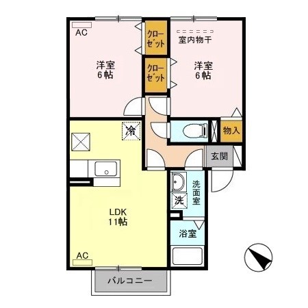 パラシオン 103号室 間取り