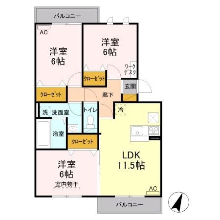 セイチ上近江 A102号室 間取り