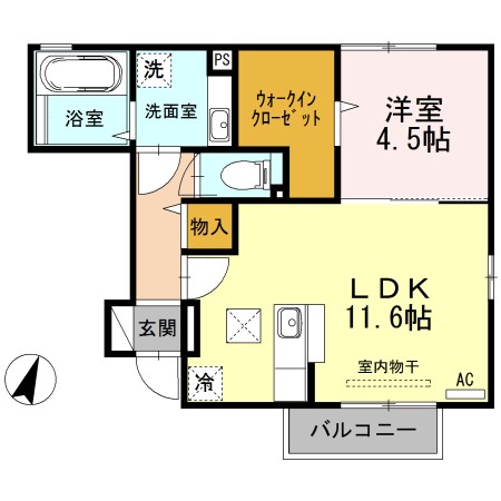 グランステージ上木戸 B102号室 間取り