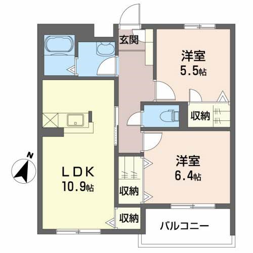 インペリアル 201号室 間取り