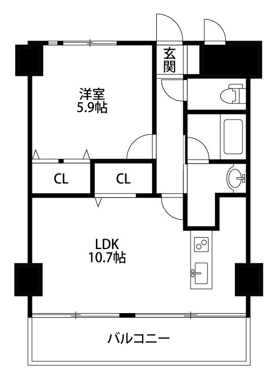 フェリシア東万代 803号室 間取り