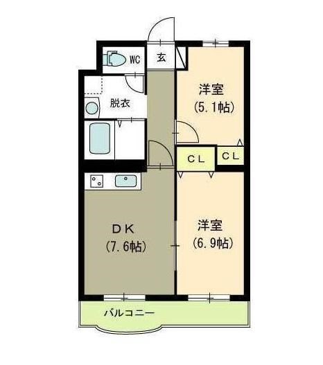 コンコース堀之内 203号室 間取り