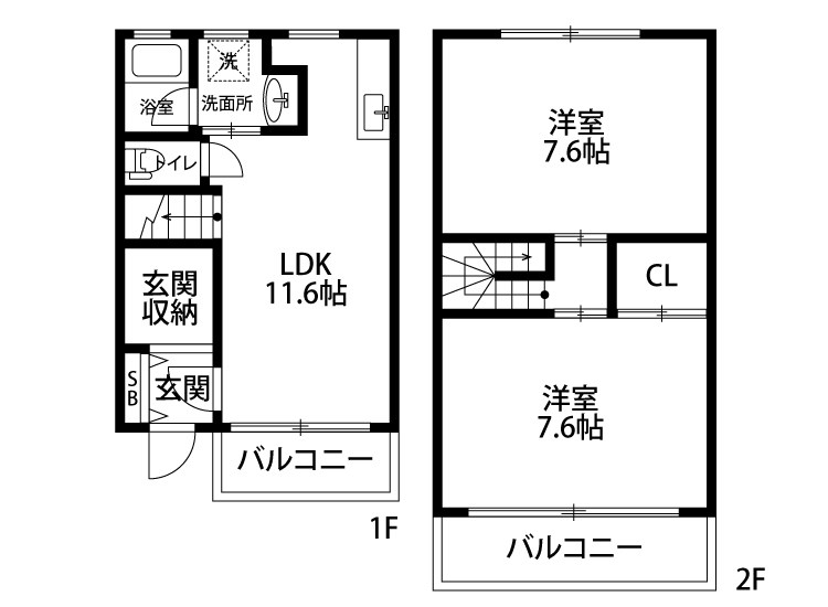 ClapClap B 3号室 間取り