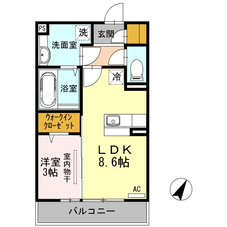 トリリオン 303号室 間取り