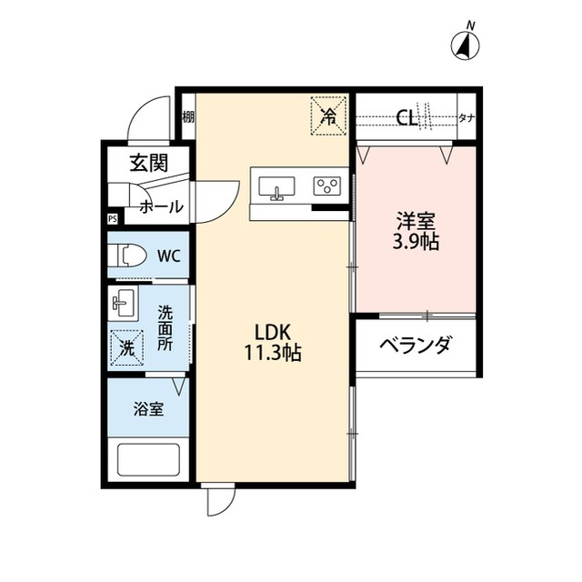 Rooms鐙西 302号室 間取り