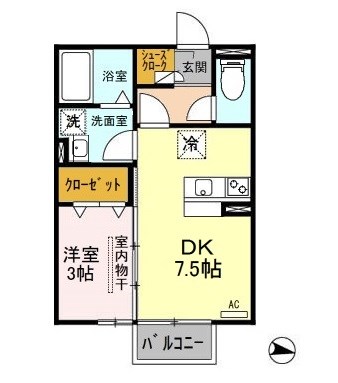 スクエア空港西 103号室 間取り