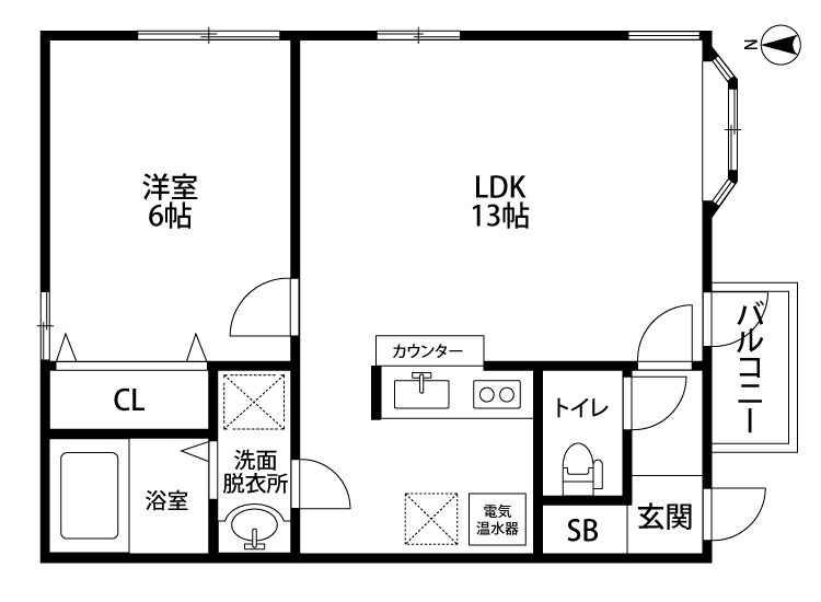 サンフィルド本馬越 202号室 間取り