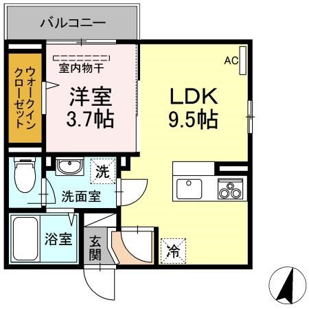 Calma天神 206号室 間取り