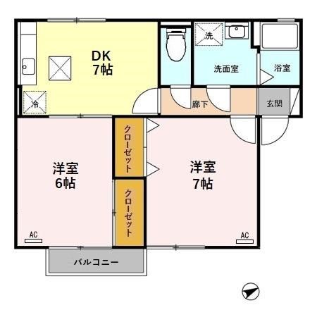 セジュールFXK B101号室 間取り