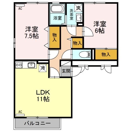 リバーフォート阿賀 B301号室 間取り