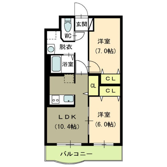 ピュアライフ坂井Ⅱ 202号室 間取り