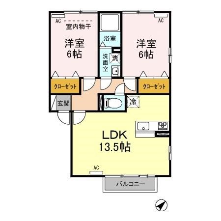 ヴィラージュ石山 202号室 間取り