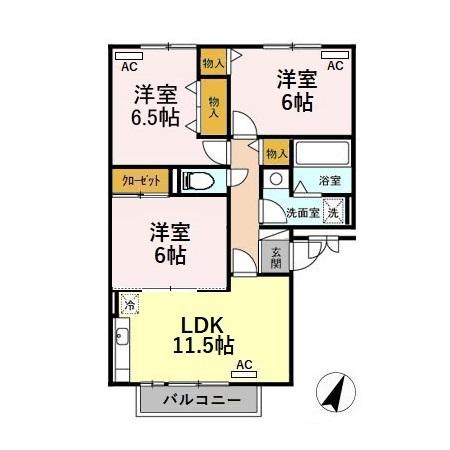 プライムステージ平島 203号室 間取り