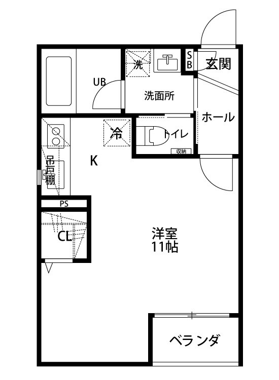 うらら学校町 102号室 間取り
