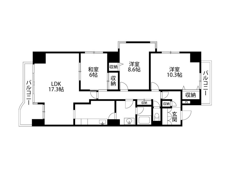 リヴィエール万代 301号室 間取り