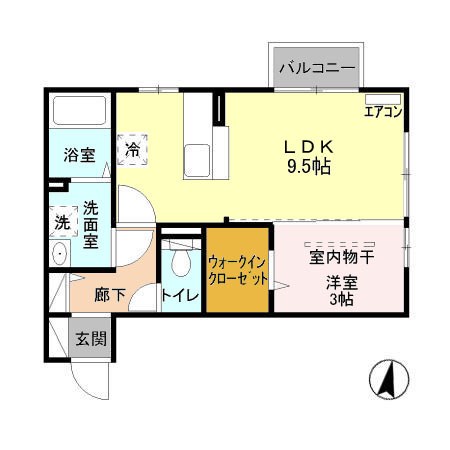 コスモB 203号室 間取り