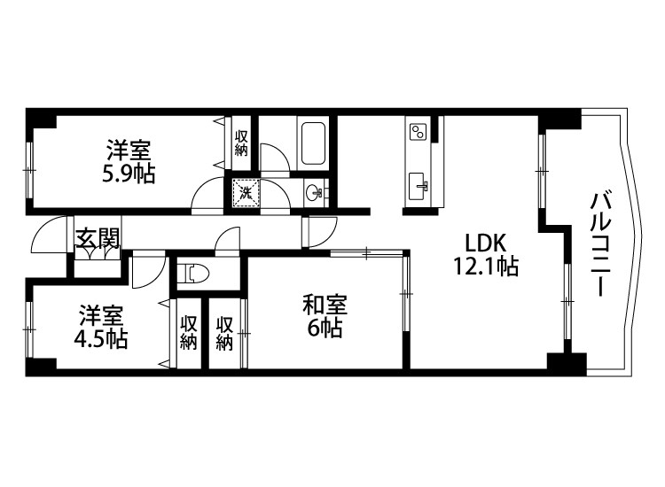 レールシティ万代南 805号室 間取り