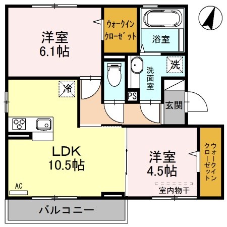 プランタン石山 202号室 間取り