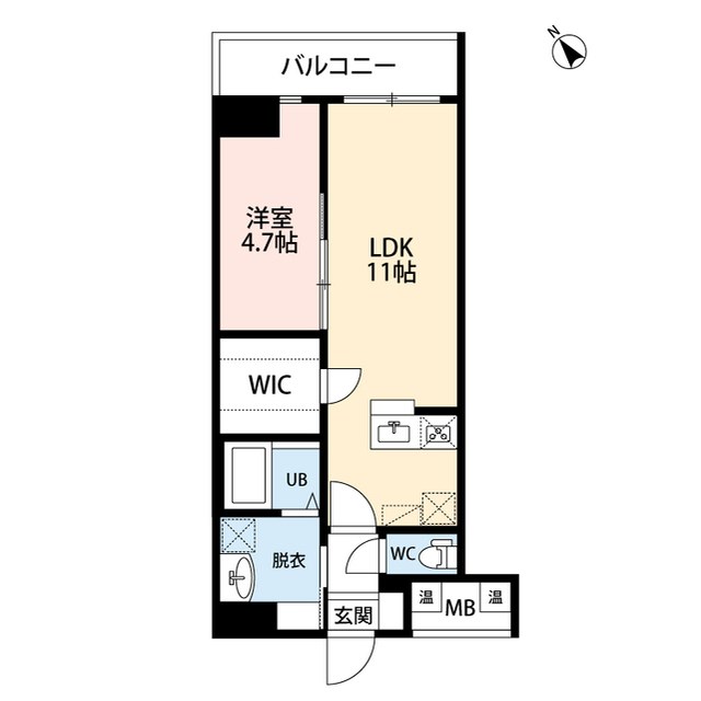 リベラ上大川前 801号室 間取り