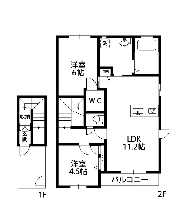 サンディーア 2-D号室 間取り