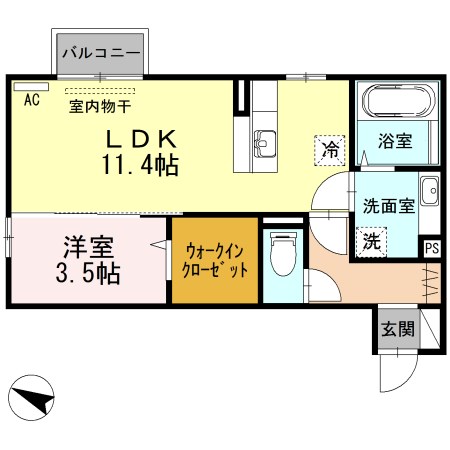 グランコートB 102号室 間取り