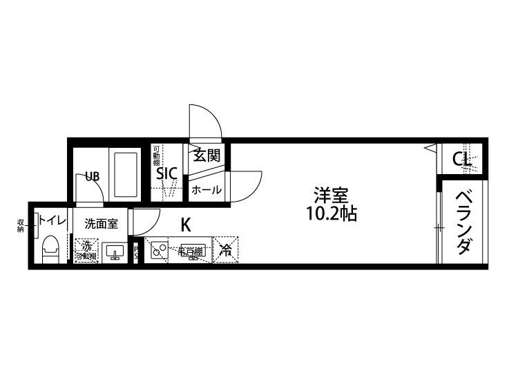 クレスト女池 102号室 間取り