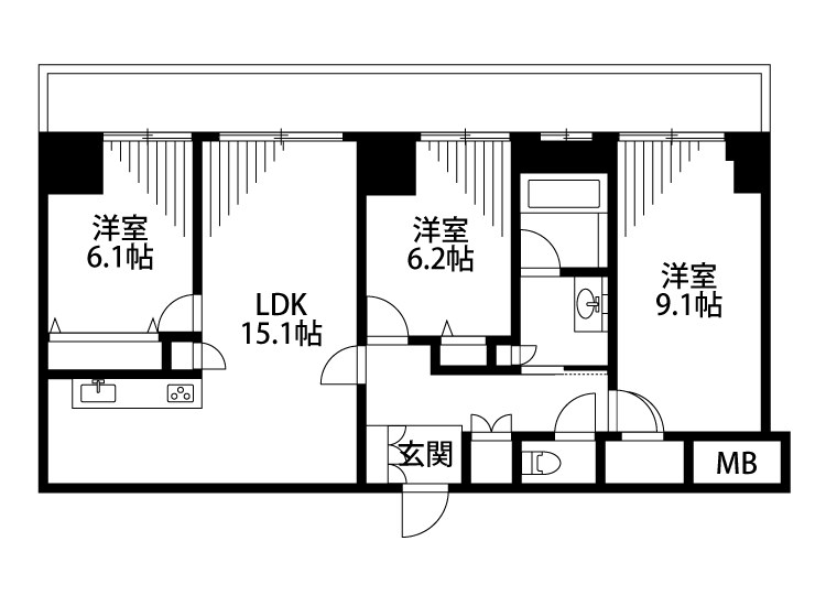 ザ・プレミア新潟萬代橋 503号室 間取り