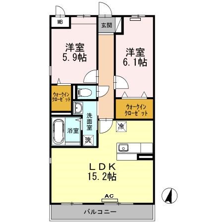 ウィステリアⅡ 213号室 間取り
