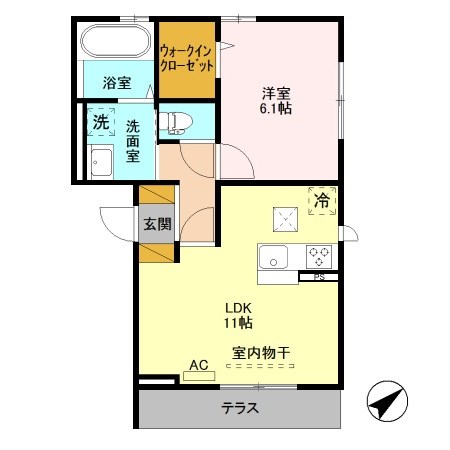 プリンス向陽Ⅱ 102号室 間取り