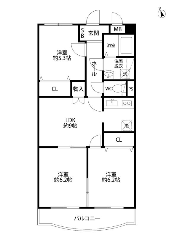 コートハウス善久 303号室 間取り
